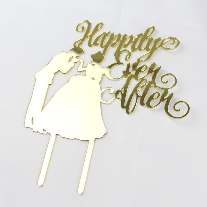 ウエディング ケーキトッパー アクリル ( Gold Happily ever ウエディング ケーキトッパー アクリル ( Gold Happily ever